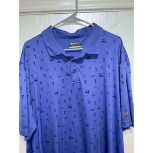 Jack Nicklaus Polo Golf SHIRT XXL Classic Navy Blue With Martini Golf Cart Print